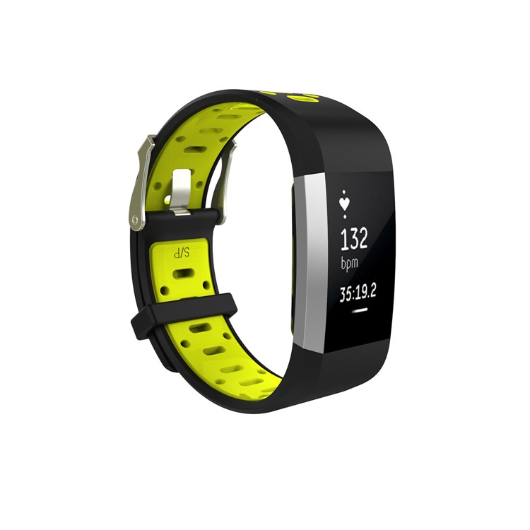 10Pcs/Set Bi-color Soft Silicone Watch Strap Replacement for Fitbit Charge 2, Size: L-8