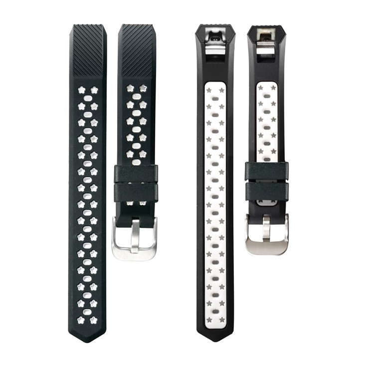 Dual-color Hollow Silicone Watch Band Strap for Fitbit Alta HR / Fitbit Alta - Black + White-4