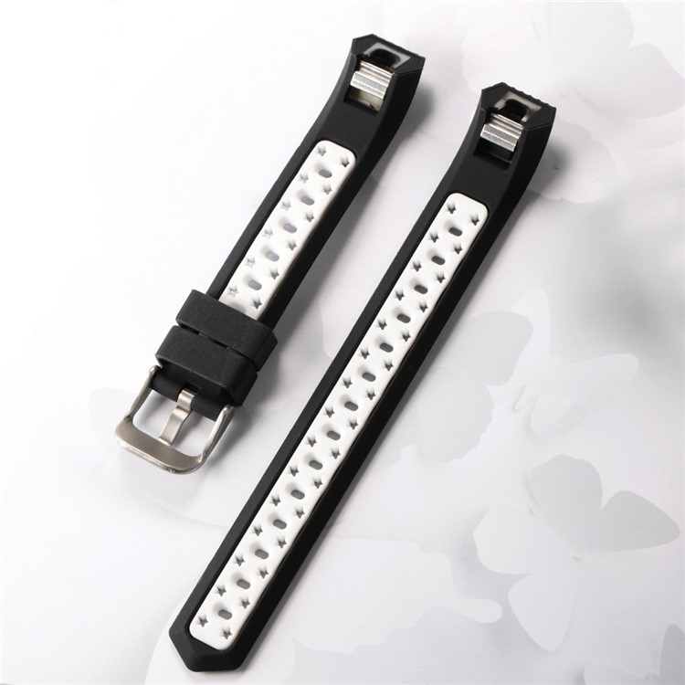 Dual-color Hollow Silicone Watch Band Strap for Fitbit Alta HR / Fitbit Alta - Black + White-5