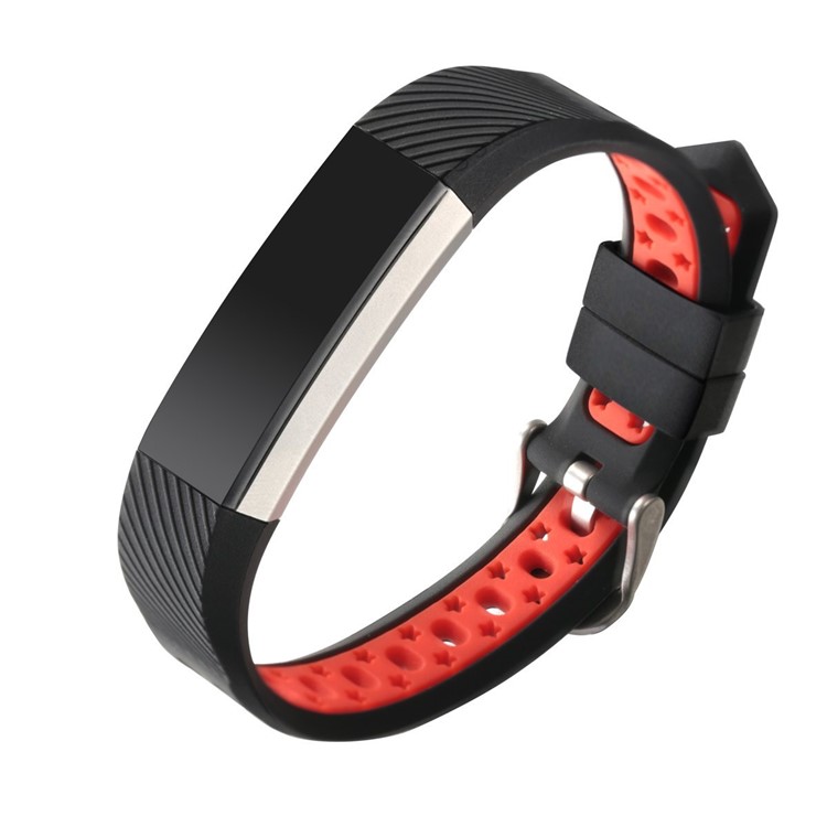 Bi-color Hollow Silicone Watchband Wrist Strap for Fitbit Alta HR / Fitbit Alta - Black + Red-2