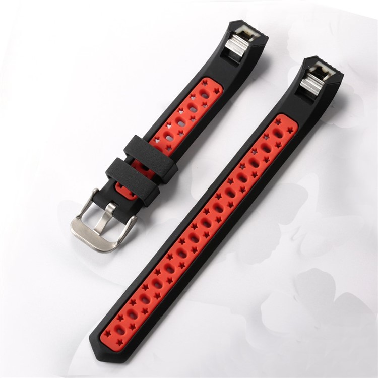 Bi-color Hollow Silicone Watchband Wrist Strap for Fitbit Alta HR / Fitbit Alta - Black + Red-3