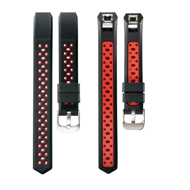 Bi-color Hollow Silicone Watchband Wrist Strap for Fitbit Alta HR / Fitbit Alta - Black + Red-5