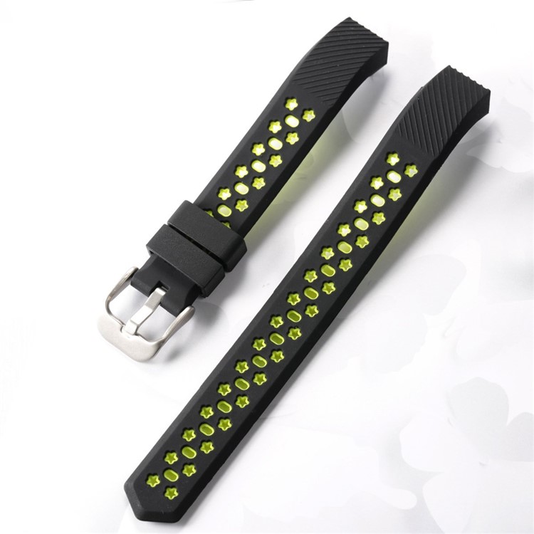 Dual-color Hollow Silicone Watchband Bracelet for Fitbit Alta HR / Fitbit Alta - Black + Green-2