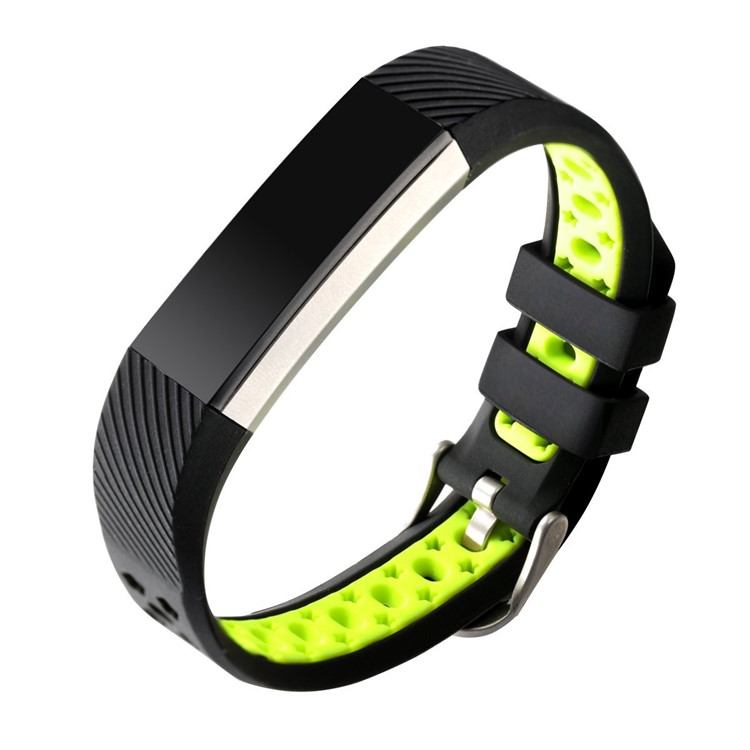 Dual-color Hollow Silicone Watchband Bracelet for Fitbit Alta HR / Fitbit Alta - Black + Green-3