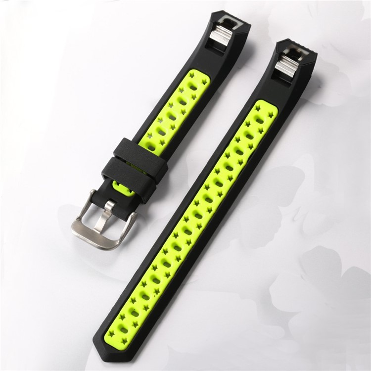 Dual-color Hollow Silicone Watchband Bracelet for Fitbit Alta HR / Fitbit Alta - Black + Green-4