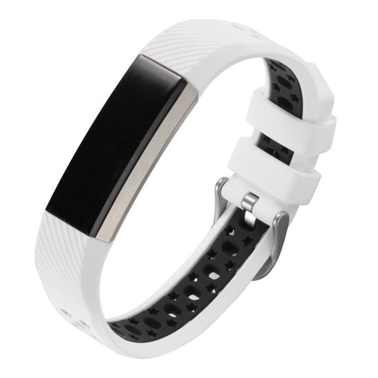 Bi-color Hollow Silicone Watchband Replacement for Fitbit Alta HR / Fitbit Alta - White + Black-2