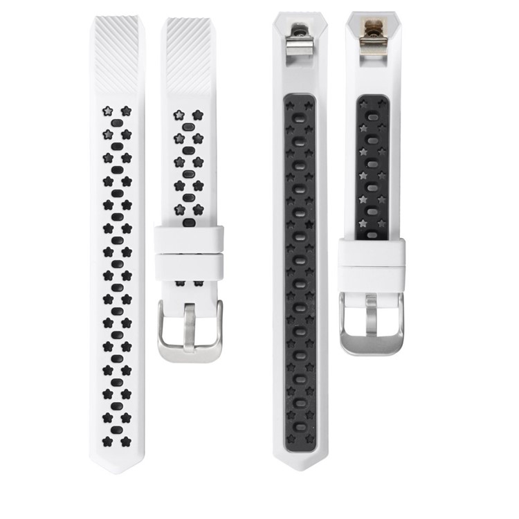 Bi-color Hollow Silicone Watchband Replacement for Fitbit Alta HR / Fitbit Alta - White + Black-3