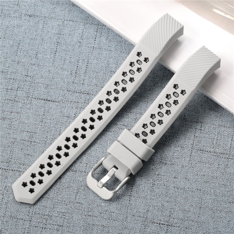 Bi-color Hollow Silicone Watchband Replacement for Fitbit Alta HR / Fitbit Alta - White + Black-4