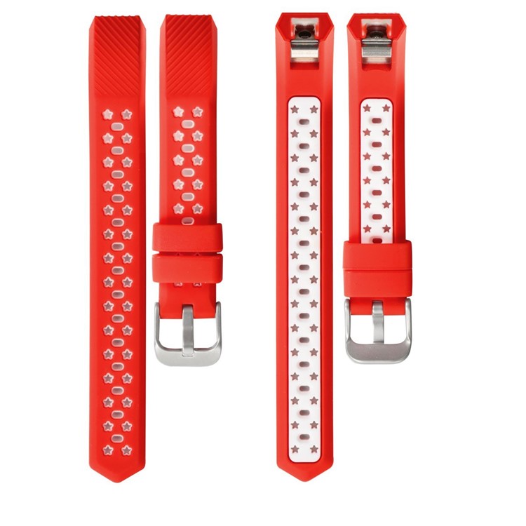 Bi-color Hollow-out Silicone Watchband Strap with Classic Buckle for Fitbit Alta HR / Fitbit Alta - Red + White-2