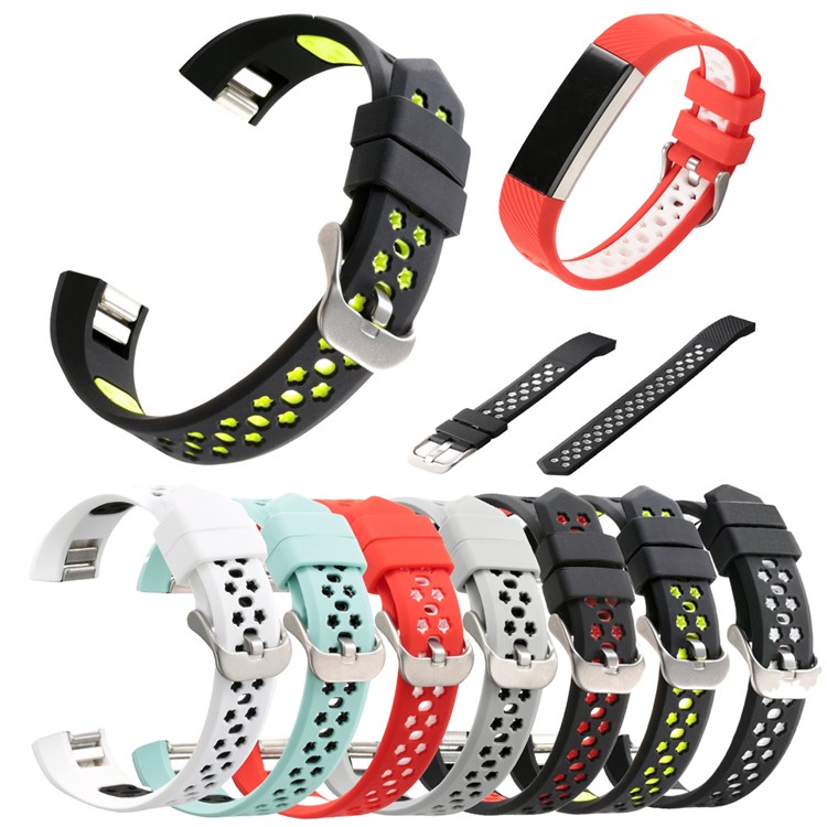 Bi-color Hollow-out Silicone Watchband Strap with Classic Buckle for Fitbit Alta HR / Fitbit Alta - Red + White-4