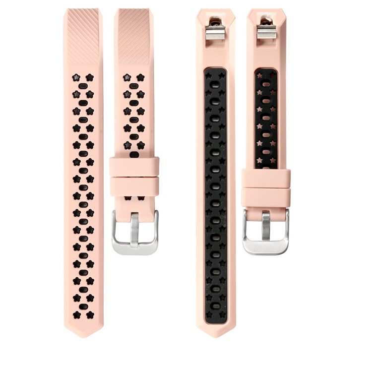Dual-color Hollow-out Silicone Watchband Wrist Strap for Fitbit Alta HR / Fitbit Alta - Pink + Black-3