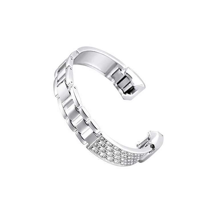 Diamond Shapes Decor Stainless Steel Watch Band Strap for Fitbit Alta HR / Fitbit Alta - Silver Color-2