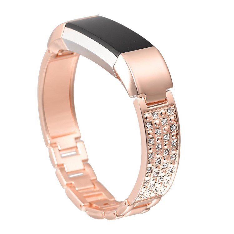 Diamonte Stainless Steel Watch Band Replacement for Fitbit Alta HR / Fitbit Alta - Rose Gold Color-2
