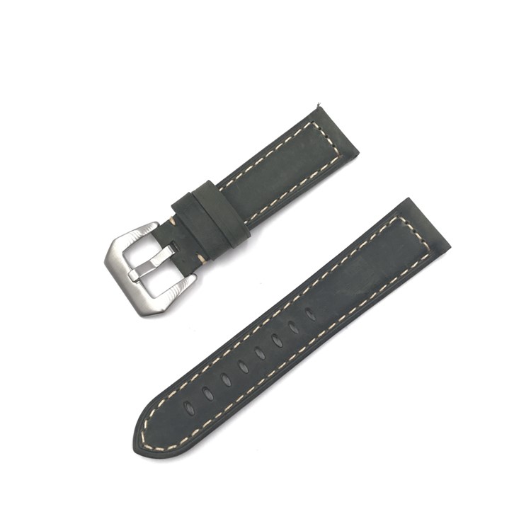 Crazy Horse Genuine Leather Watch Band with Classic Buckle for Fitbit Blaze - Blackish Green-1