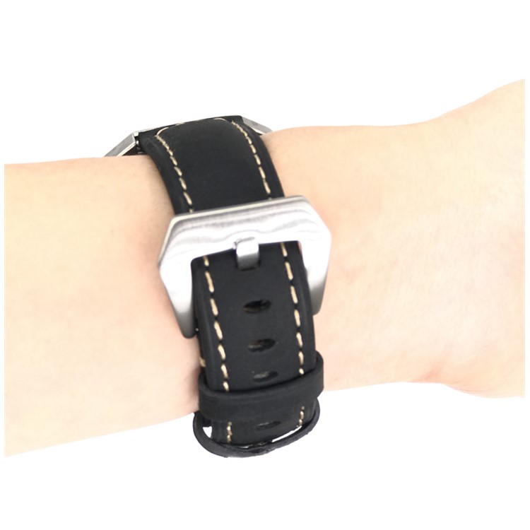 Crazy Horse Genuine Leather Watch Band with Classic Buckle for Fitbit Blaze - Blackish Green-2