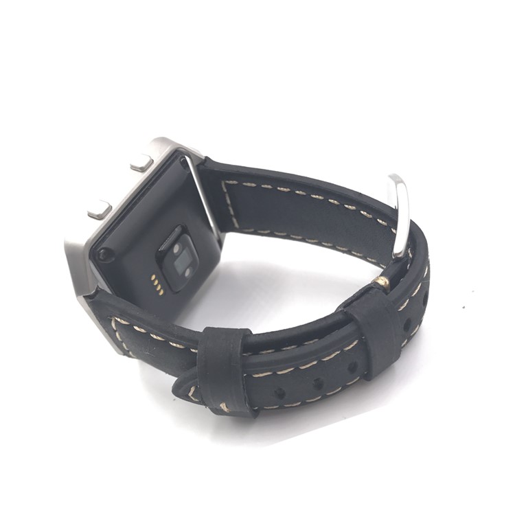 Crazy Horse Genuine Leather Watch Band with Classic Buckle for Fitbit Blaze - Blackish Green-4