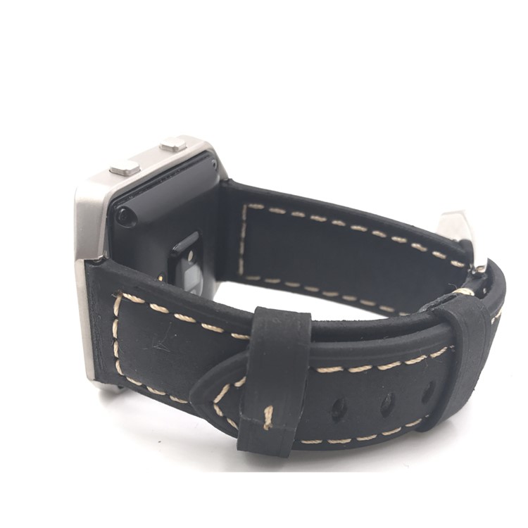 Crazy Horse Genuine Leather Watch Band with Classic Buckle for Fitbit Blaze - Blackish Green-5