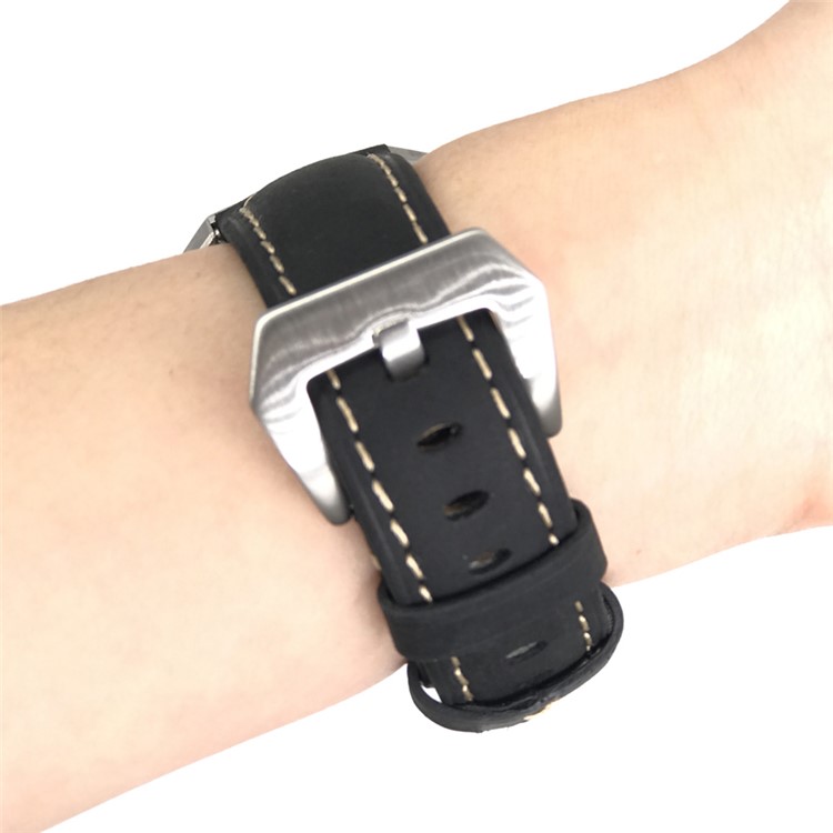 Crazy Horse Genuine Leather Watch Band with Classic Buckle for Fitbit Blaze - Blackish Green-6