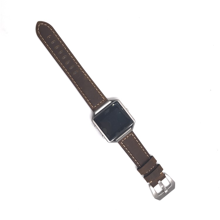 Crazy Horse Genuine Leather Watch Band Bracelet for Fitbit Blaze - Coffee-2