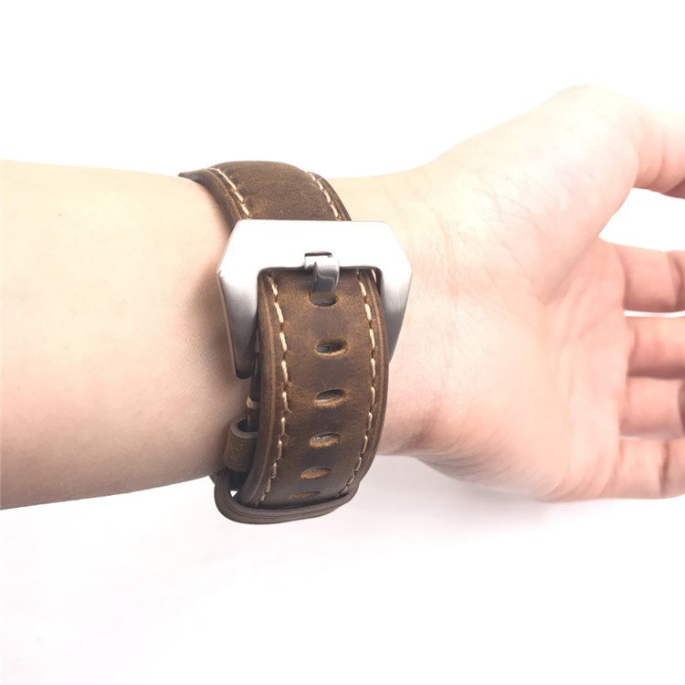 Crazy Horse Genuine Leather Watch Band Bracelet for Fitbit Blaze - Coffee-3