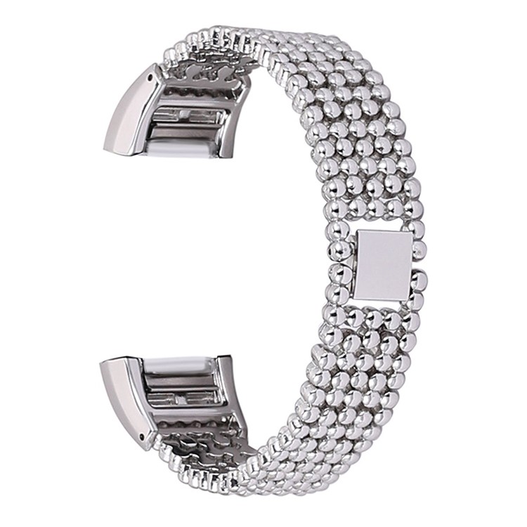 5 Beads Stainless Steel Watch Band Strap for Fitbit Charge 2 - Silver Color-1