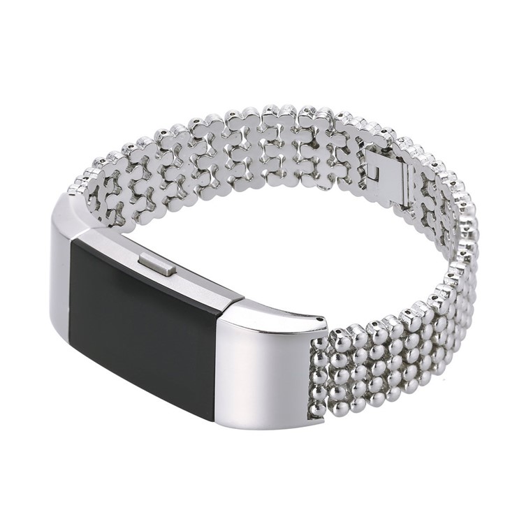 5 Beads Stainless Steel Watch Band Strap for Fitbit Charge 2 - Silver Color-3