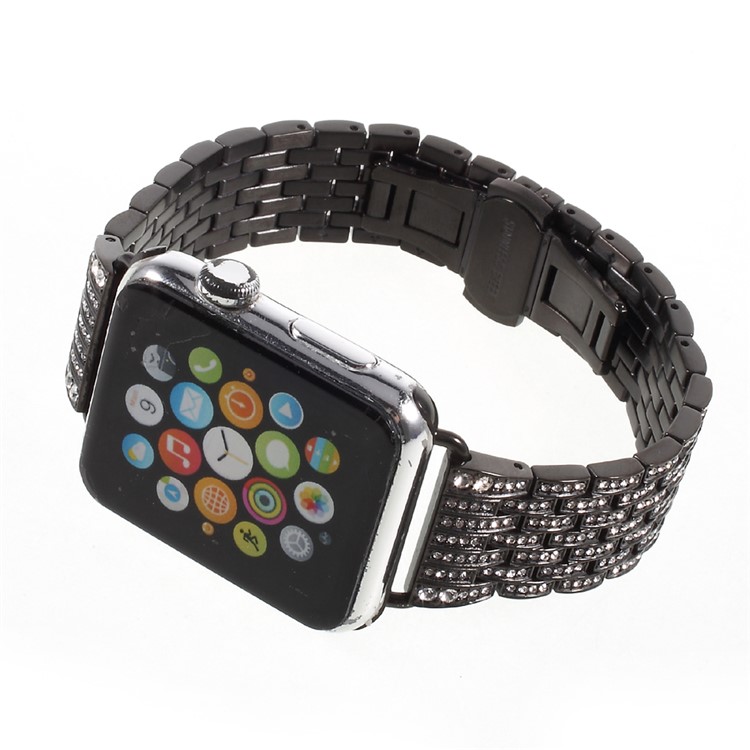 Electroplated Diamond Stainless Steel Watch Strap for Apple Watch Series 2 Series 1 42mm - Black-3