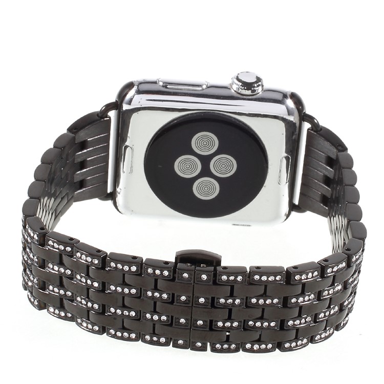 Electroplated Diamond Stainless Steel Watch Strap for Apple Watch Series 2 Series 1 42mm - Black-4