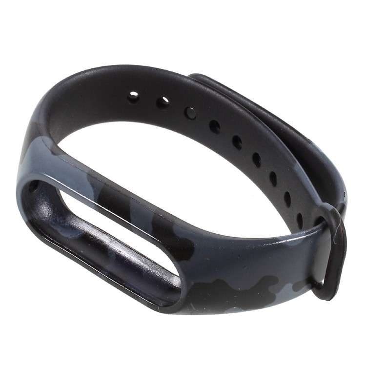 Camouflage Pattern Silicone Wrist Watch Strap Replacement for Xiaomi Mi Band 2 - Dark Blue-3
