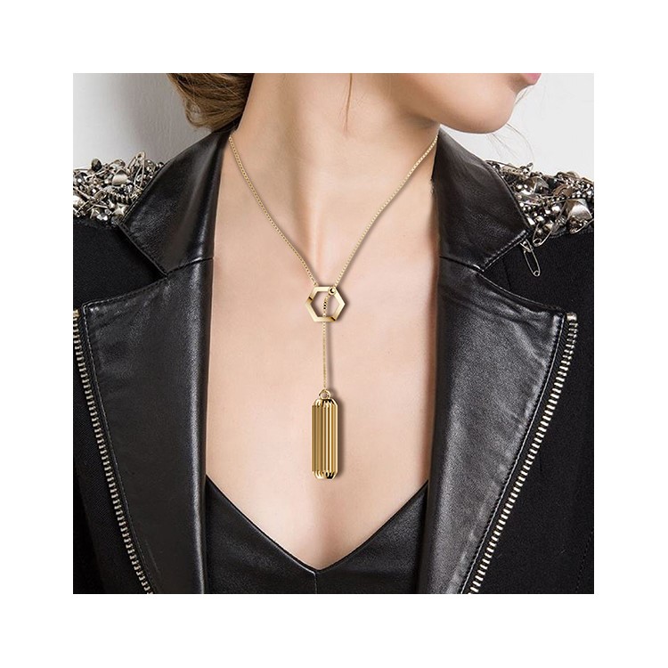 Stainless Steel Necklace Pendant for Fitbit Flex 2 - Gold Color-3