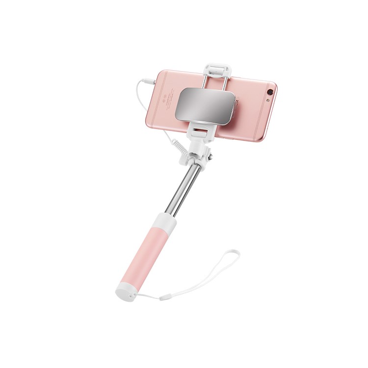 HOCO K2 Extendable Selfie Stick with 3.5mm Audio Cable Control for iPhone Samsung Huawei - Pink-1