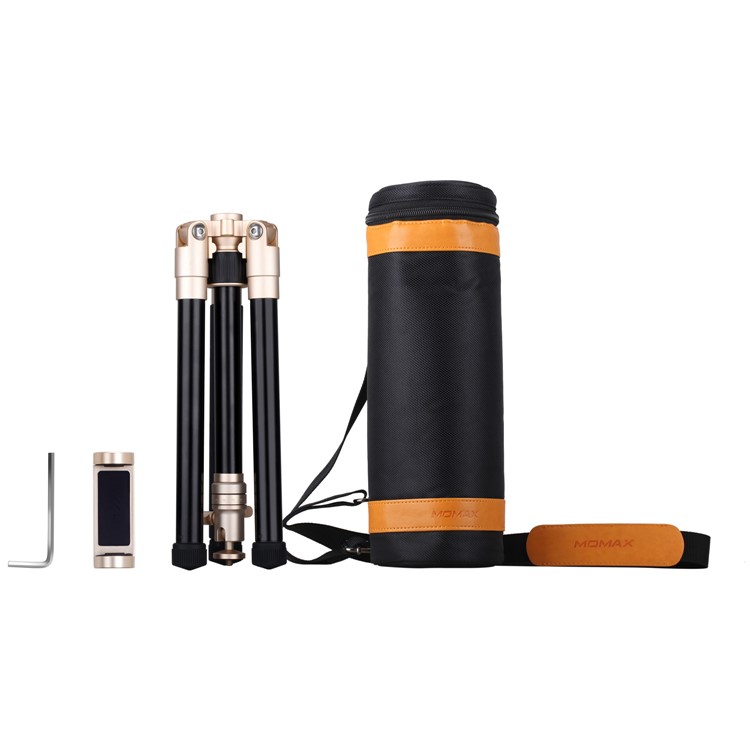 MOMAX Tripod Pro 6 Lightweight Camera Tripod Monopod Stand with Phone Grip + 360 Degree Ball Head - Gold Color-21