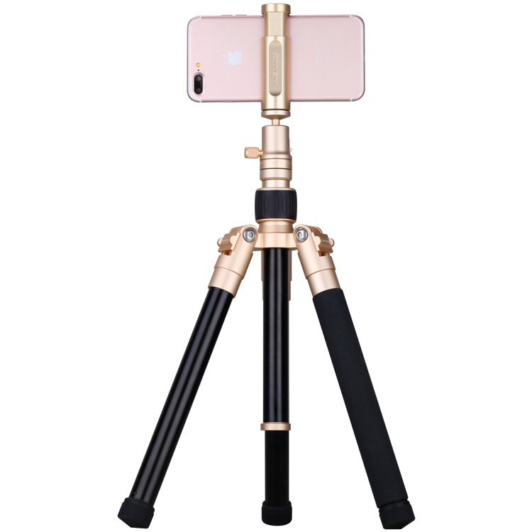 MOMAX Tripod Pro 6 Lightweight Camera Tripod Monopod Stand with Phone Grip + 360 Degree Ball Head - Gold Color-7