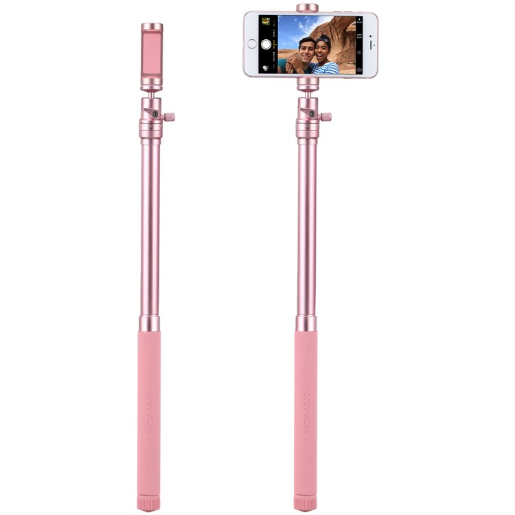 MOMAX Tripod Pro 6 Portable Camera Tripod Monopod Stand with Phone Grip + 1/4" Quick Release - Rose Gold Color-16