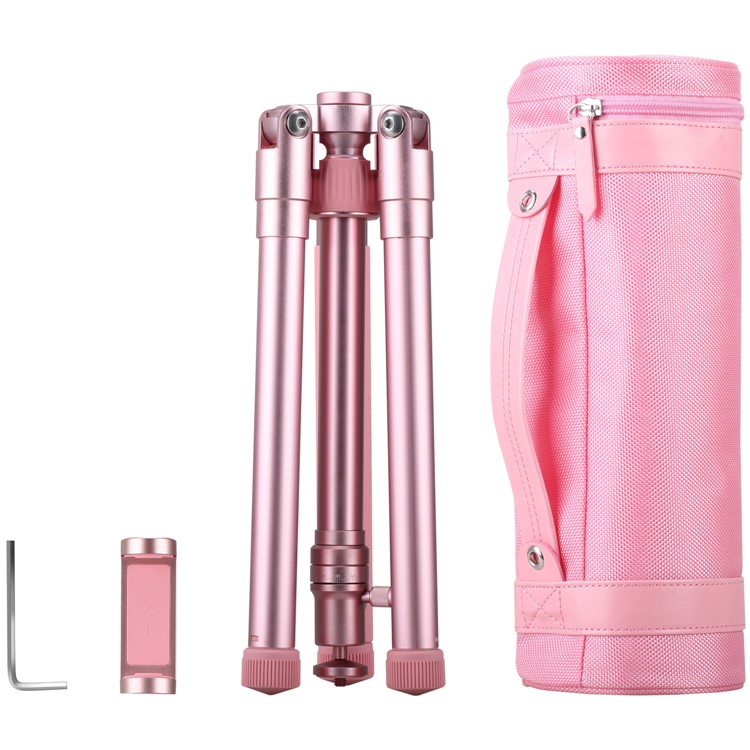 MOMAX Tripod Pro 6 Portable Camera Tripod Monopod Stand with Phone Grip + 1/4" Quick Release - Rose Gold Color-23