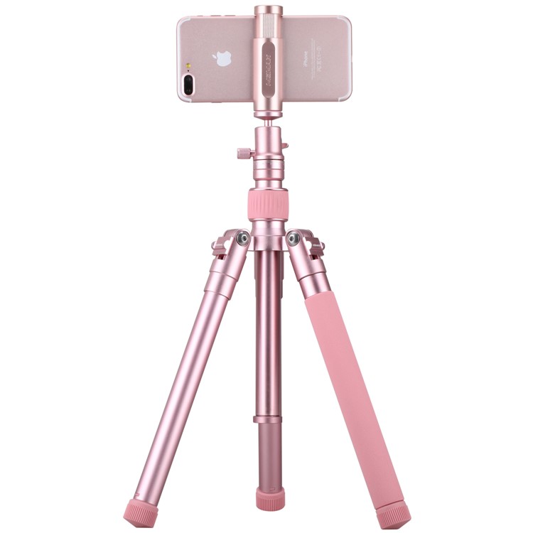 MOMAX Tripod Pro 6 Portable Camera Tripod Monopod Stand with Phone Grip + 1/4" Quick Release - Rose Gold Color-7