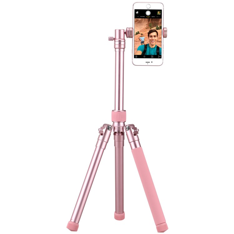 MOMAX Tripod Pro 6 Portable Camera Tripod Monopod Stand with Phone Grip + 1/4" Quick Release - Rose Gold Color-8