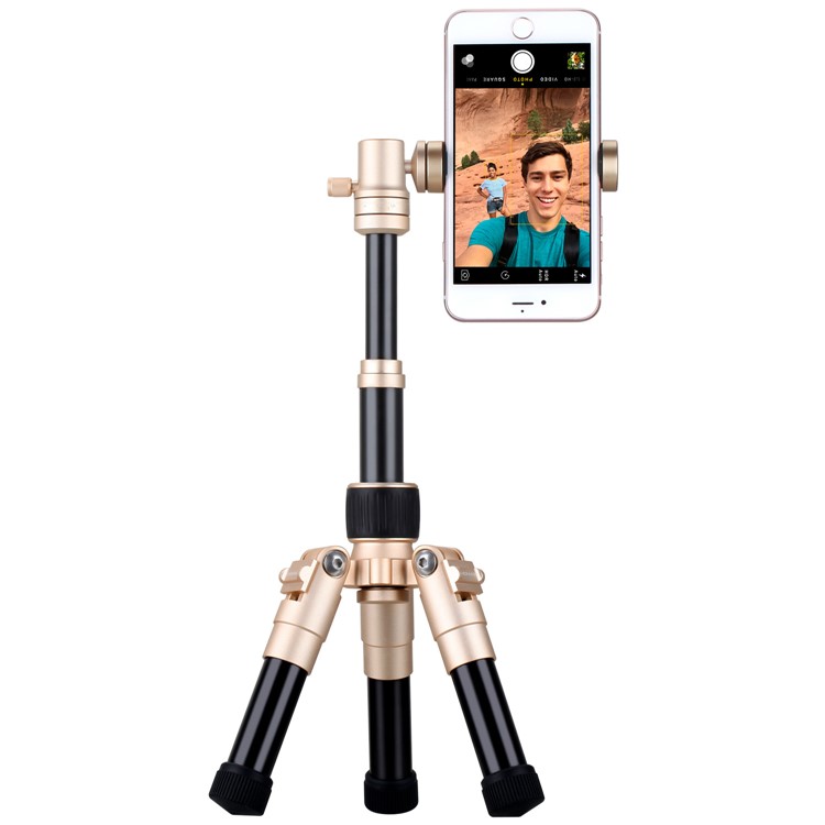 MOMAX Tripod Pro 5 Extendable Camera Tripod Monopod Stand with 360 Degree Ball Head + 1/4" Quick Release - Gold Color-11