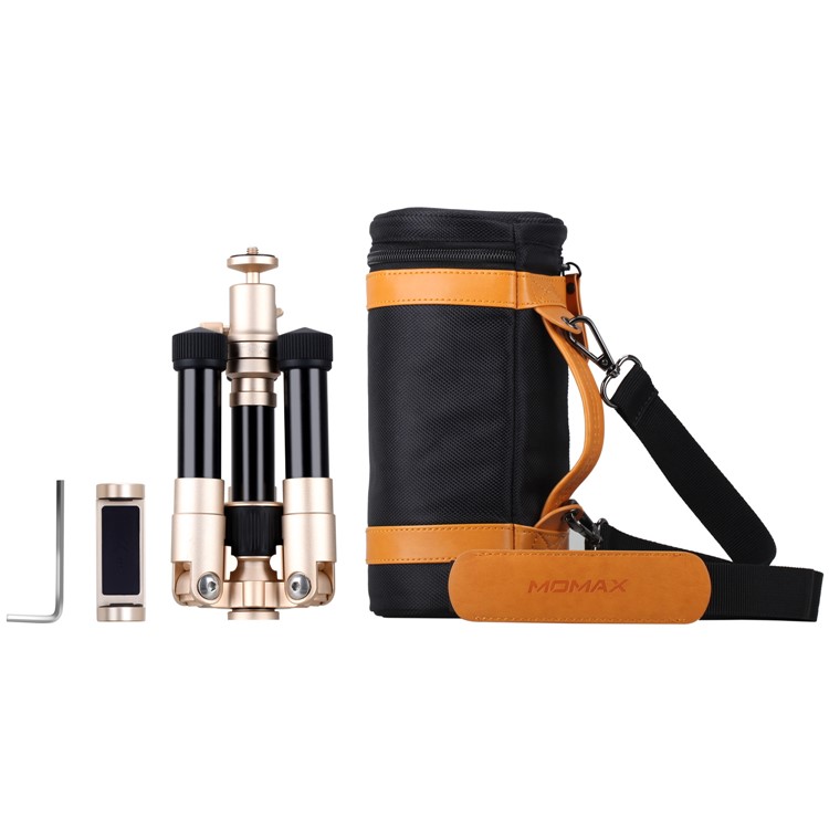 MOMAX Tripod Pro 5 Extendable Camera Tripod Monopod Stand with 360 Degree Ball Head + 1/4" Quick Release - Gold Color-20