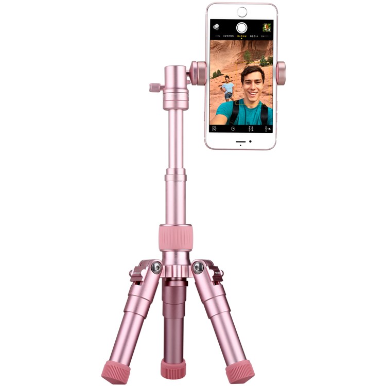 MOMAX Tripod Pro 5 Lightweight Aluminum Alloy Camera Tripod Monopod Stand for Phones and DSLR Cameras - Rose Gold Color-11