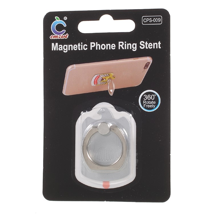CMZWT CPS-009 Drop-resisting Magnetic Phone Finger Grip Ring Stand - Silver Color-4