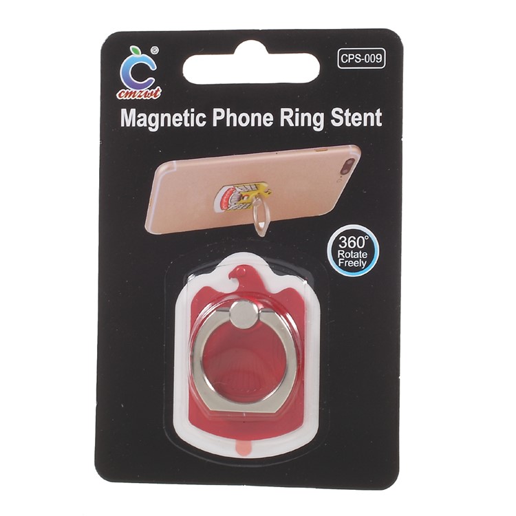 CMZWT Drop-resisting Magnetic Phone Finger Grip Ring Stand (CPS-009) - Red-4