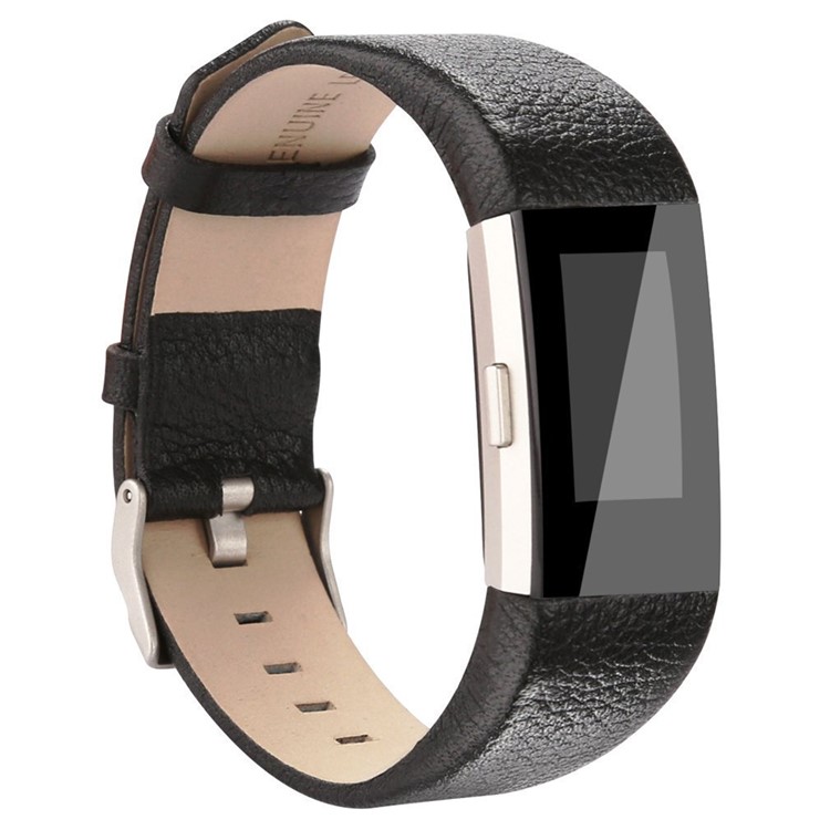 Genuine Leather Watch Band Strap for Fitbit Charge 2 - Black-1
