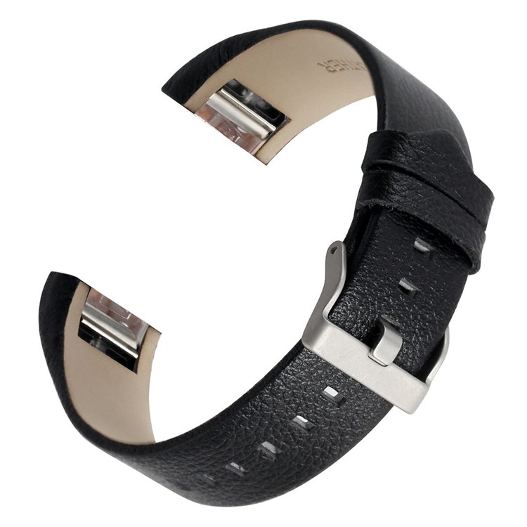 Genuine Leather Watch Band Strap for Fitbit Charge 2 - Black-2