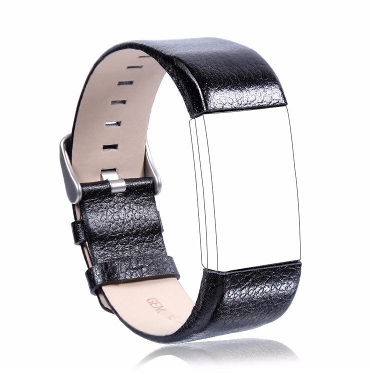 Genuine Leather Watch Band Strap for Fitbit Charge 2 - Black-4