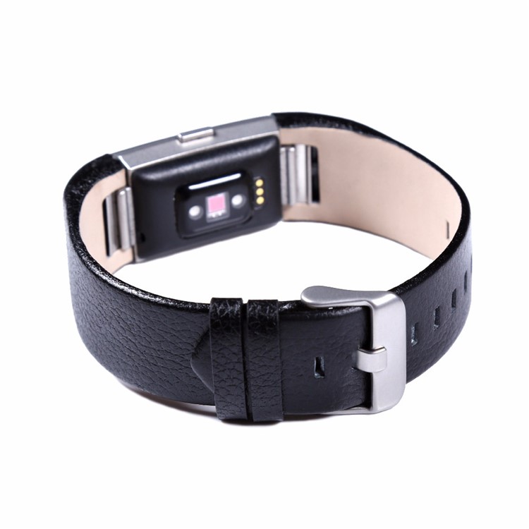Genuine Leather Watch Band Strap for Fitbit Charge 2 - Black-5