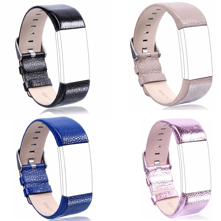 Genuine Leather Watch Band Strap for Fitbit Charge 2 - Black-8