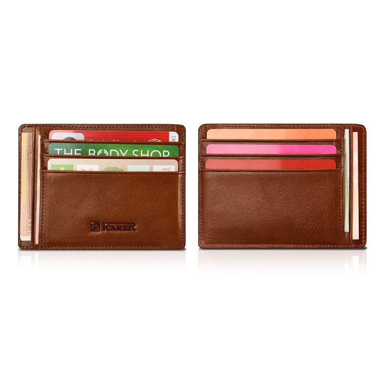 ICARER Vintage Genuine Leather Double-sided Card Holder - Brown-1