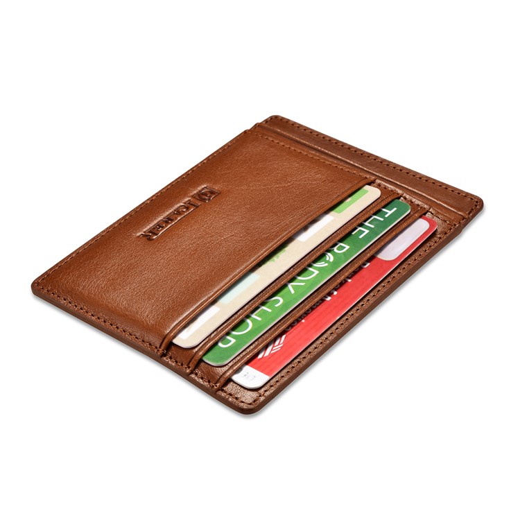 ICARER Vintage Genuine Leather Double-sided Card Holder - Brown-6