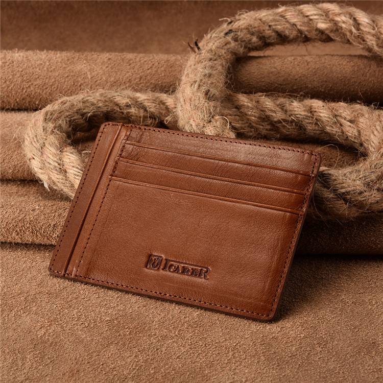 ICARER Vintage Genuine Leather Double-sided Card Holder - Brown-9